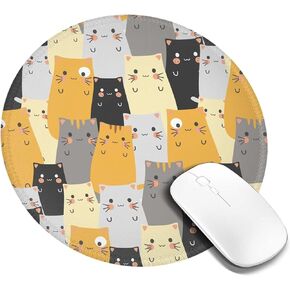 Black Cat Round Mouse Pad Gaming Mouse Desk Pad Mat Mousepads with Non-Slip Rubber Base Small Mousepad Office Home Personalized Mouse Pad Washable 7.9×7.9×0.12 inches
