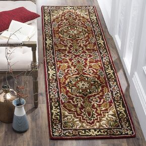 SAFAVIEH Classic Collection Area Rug - 8'3" x 11', Red & Navy, Handmade Traditional Oriental Wool, Ideal for High Traffic Areas in Living Room, Bedroom (CL763B)