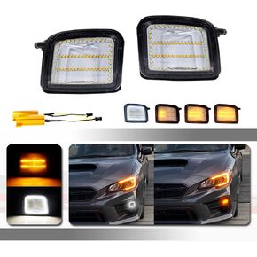For 2015 2016 2017 2018 2019 2020 2021 Subaru WRX STI Front Turn Signal lights daytime running light Replacement OEM LED Smoked Lens