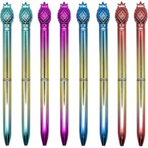 Maydahui 12PCS Pineapple Crystal Bling Ballpoint Pen Retractable Fruit Gem Quicksand Pens Black Ink for Girls School Office Supplies