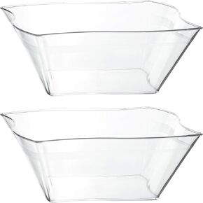 PLASTICPRO Disposable Elegant Wave Design Square Plastic Serving Bowls Heavy Duty for Party's Snack or Salad Bowl (4, Medium)