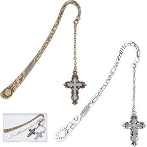 2 Pcs Vintage Metal Cross Bookmark Glow in The Dark Bookmark Bookmarks for Students Teachers Book Lover Gift Reading Gifts