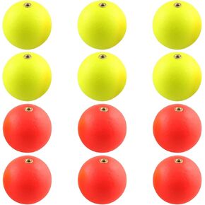 WHYHKJ 12PCS Copper Slip Fishing Bobber Fishing Float Slip Fishing Rig Rubber Bobber Stoppers for Crappie Panfish Walleyes Trout Bass Fishing, 6 Red, 6 Yellow