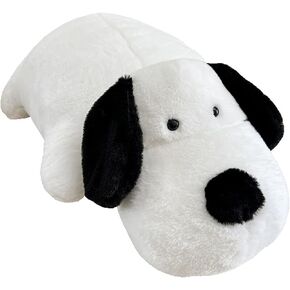 Haengbuk-Soft Puppy Plush Pillow, 17.7in/45cm Cute Stuffed Animals Toy, White and Black Dog Hugging Pillow, Gift for Kids and Friends