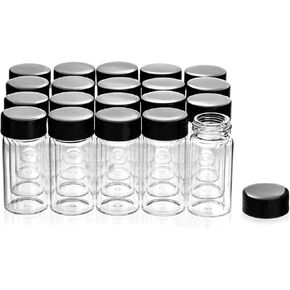 QWORK Glass Vials, 20 ml (0.7 oz), 20 Pieces Clear Glass Sample Vials for Liquid, Mini Empty Vial with Screw Cap in Kuwait