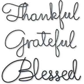 KRSHEMDE Thankful Grateful Blessed Wall Decor Signs Metal Letters Wall Decor Home Wall Art Decoration Rustic Farmhouse（12x4 Inches）