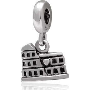 LAMOONY Roman Colosseum Charm 925 Sterling Silver Famous Building Charm Travel Charm Dangle Charm for Bracelet (Roman Colosseum)