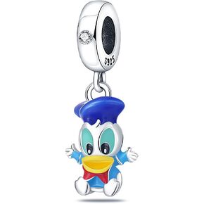 Blue Duck Charms compatible with Bracelets and Necklaces Dangle Women's Bead Charms with Cubic Zirconia Spacer Christmas gifts for Women's