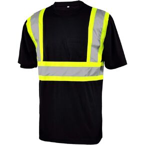 L&M Hi Vis Class 3 T Shirt Reflective Safety Black Short Long Sleeve HIGH Visibility 39 55