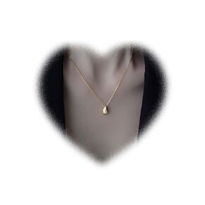 Boho Teardrop Pendant Necklace Metallic Teardrop Necklace Chain Gold Minimal Necklace Jewelry for Women and Girls Gifts (Gold)