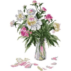 CROSSDECOR Cross Stitch Kit for Beginners Flower Patterns DIY Stamped Embroidery Set Counted Needlepoint Starter Kits Craft Supplies Handmade 14CT 2 Strands