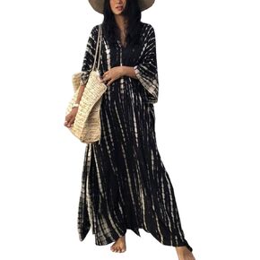 Women's Bohemian Kaftan Roomy Nightgown Long Loungewear Beach Dress Cover-ups Robe Sarong Pareo