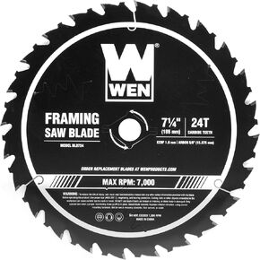 WEN BL0724 7.25-Inch 24-Tooth Carbide-Tipped Professional Framing Saw Blade for Miter Saws and Circular Saws