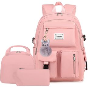 Waterproof School Backpack Set for Girl Fashion Women Backpack Purse College Bookbag Black