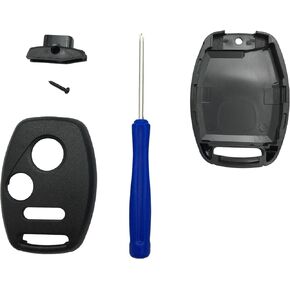 Remote Car Key Fob Cover Case Replacement fit for Honda CR-V Odyssey Accord Crosstour Civic CR-Z Fit Keyless Entry Key Fob Shell (3 Button Black+Blue)