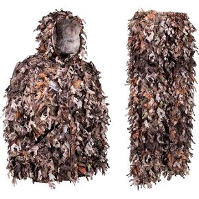 North Mountain Gear Ghillie Suit - Camo Hunting Suit - 3D Leafy Suit - Woodland Camouflage Jacket & Pants - Breathable
