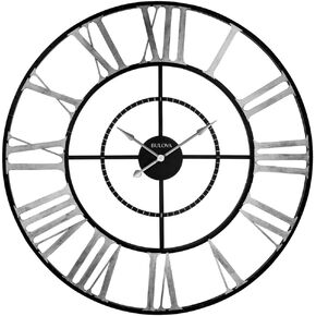 Bulova C4877 Zeeland Oversized Wall Clock, Black/Silver
