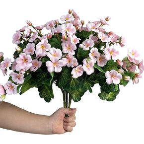 Lopkey 4 Bundles Artificial Begonia Flowers Outdoor Fake Flowers for Decoration UV Resistant No Fade Faux Silk Plants Garden Porch Window Box Decor,Pink
