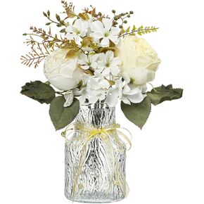 Fake Flowers in Vase for Centerpiece Table Decorations Artificial Flowers with Vase for Bathroom Decor Home Living Room Kitchen Table Decor Coffee Table Decor Farmhouse Office Decor -Green