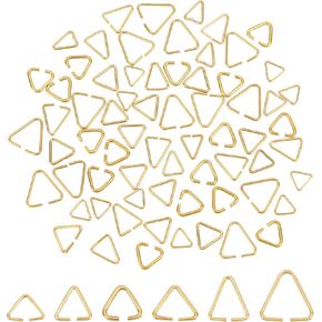 CHGCRAFT 600Pcs 6 Styles Triangle Open Jump Ring Brass Jump Rings Golden Split Rings Connectors Clasps Hooks Jewelry Making Findings for DIY Bracelet Necklaces Earring Keychain