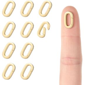 10pcs Oval Clasp Carabiner, Necklace Clasps and Closures Oval Spring Clasp Necklace Connector Necklace Enhancer Connector for Bracelet Necklace Making Jewelry Finding (Gold)