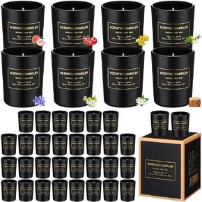 MTLEE 48 Pcs Scented Candles Bulk, Thank You Candles Gift Candles Set for Women Aromatherapy Candle Soy Wax Candles Jar Home Long Lasting for Wedding Employees July Christmas Gifts(Black) in Saudi Arabia
