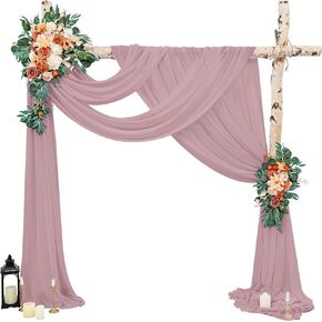 4 Panels Wedding Arch Draping Fabric,28" x 20Ft Pink Wedding Arch Drapes Fabric,Wedding Arch Decor,White Drapes for Backdrop Wedding Ceremony Party Ceiling Decor