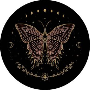 Witchy Celestial Moth Butterfly Stars Round Non-Slip Rubber Mousepad 7.9″×7.9″ for Wireless Mouse Laptop Computer Gaming Office Dorm Home Desk,Women Teens Mom Her Men Girls Gifts