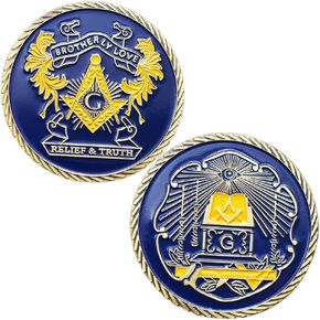 Masonic Challenge Coin Blue Lodge Master Mason Freemasonry Coin Collectible