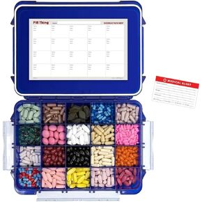 20 Compartment Large Pill Case with Airtight Seal - Silicone Gasket Waterproof Med Box with Medication Map (20 Compartment, 1 Pack)