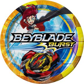 Treasures Gifted Officially Licensed BEYBLADE BURST Party Supplies - 9in Dinner BEYBLADE Plates 8ct - BEYBLADE Birthday Party Supplies - BEYBLADE Party Supplies - BEYBLADE Party Plates