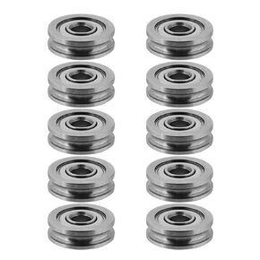10PCS 3D Printer U Wheel Pulley Bearing 4 x 13 x 4mm U Pulley Rail Ball Bearing 1mm Deep Metal Silver U Ball Bearings Pulley Wheels Roller Bearing for 3D Printer Extruder