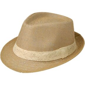 Short Brim Straw Fedora Hat Sun Protection Panama Hat Packable Jazz Beach Hat Roll Up Trilby Hat for Men Women