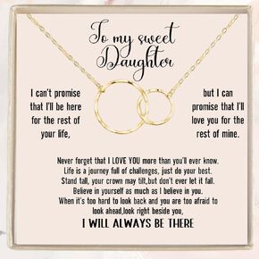IPINK-Birthday Gifts For Daughter Necklace Gifts For Daughter From Dad, Daughter Necklaces From Mom, Daughter Jewelry From Dad, To My Badass Daughter Crown Necklace (Linked Circle -Beautiful Daughter)