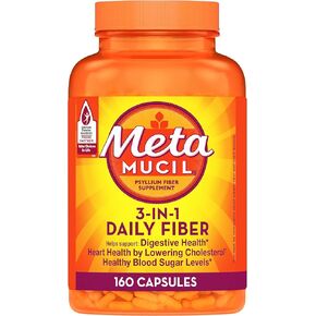 Metamucil Psyllium Husk Fiber Supplement, 3-in-1 for Digestive Health, Plant Based, 160 Count, Pack of 2