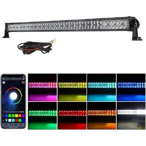 Auxbeam Light Bar for Trucks 52 Inch RGBW LED Straight Light Bar Combo Beam Double Row Light Bar with Bluetooth APP Control, Music Sync, Waterproof Light Bar Compatible with ATV UTV SUV Pickup