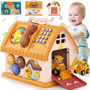 Toys for 1-2 Year Old Gifts, Montessori Toddlers Toys with Sound/Lights/Music/Clock/Car/Telephone, 8 in 1 Multi-Functional House Toys for Boys Girls, Early Educational Learning Toy for Birthday