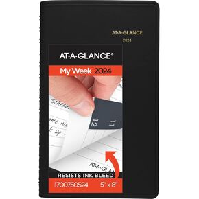 AT-A-GLANCE 2025 Appointment Book Planner, Weekly, 5" x 8", Small, 12 Months, Black (700750525)