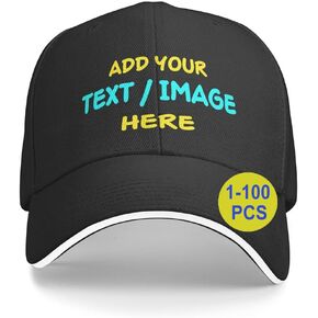 Custom Hat, Custom Baseball Cap with Company Team Name Logo Photo Personalized Adjustable Travel Hats