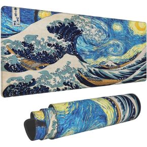 Retro Cool Video Game Console Buttons Gaming Keyboard Mouse Pad Mousepad Huge Extended XL Stitched Edge Rubber Sole for Home Office(31.5"X 11.8")