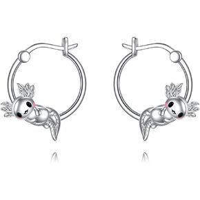 Hoop Earrings for Girls 925 Sterling Silver Animal Earrings Axolotl/Koala/Paw Print Jewelry Gifts For Women Girls