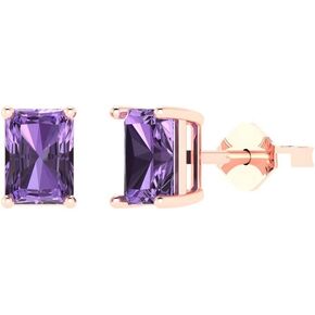 1.0 ct Brilliant Emerald Cut Solitaire Studs Alexandrite 14k White Gold Desginer Affordable Earrings Push back