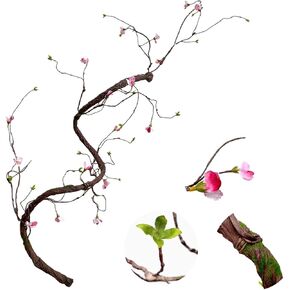 Artificial Tree Branches Jungle Rattan Foam Long Vines with Flowers and Leaves Fake Trunk Liana Twigs for Home Wedding Garden Wall Hanging Climber Habitat Decor 78 inches (Pattern A - 2pcs)