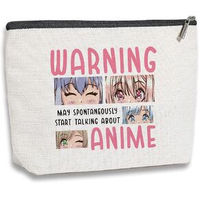Cosmetic Bag for Women, Waterproof Flax Material, Anime Lover Gifts for Girls, Travel Makeup Organizer Zipper Pouch