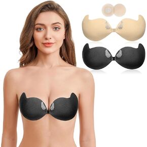 Strapless Sticky Bra Push up with Nipple Covers Sticky Boobs for Women Reusable Adhesive Bra for Backless Dress