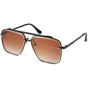 YuJian Trendy Square Aviator Gradient Sunglasses for Men Women, Vintage Pilot Metal Sun Glasses, Shades for Men