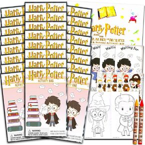 Harry Potter Birthday Party Favors Set - Bundle with 24 Harry Potter Play Packs | Mini Coloring Books, Stickers, and More for Goodie Bags (Harry Potter Party Supplies)