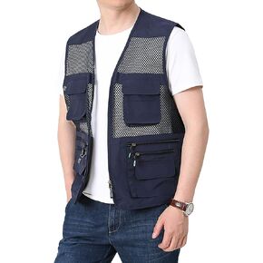 Mens Mesh Lightweight Vest Outdoor Work Fishing Hunting Extra Pockets Vest