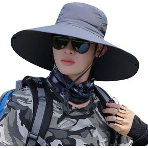 HUAMULAN Men Women 6" Wide Brim Sun Protection Hat Summer Fishing Hats in Kuwait