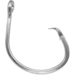 Extra Strong Big Game Silver Forged Staight Circle Hooks,Saltwater Stainless Steel Large Giant Fishing Hooks Size 6/0-28/0